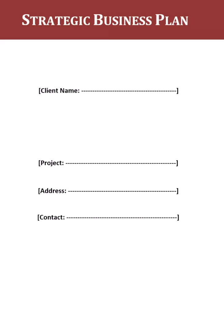 Strategic Business Plan Template