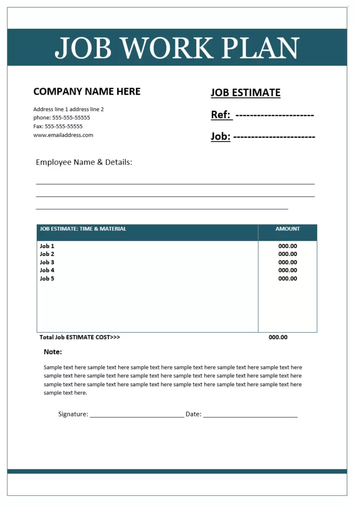 Job Work Plan Template