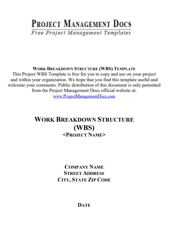 Project Work Breakdown Structure Template