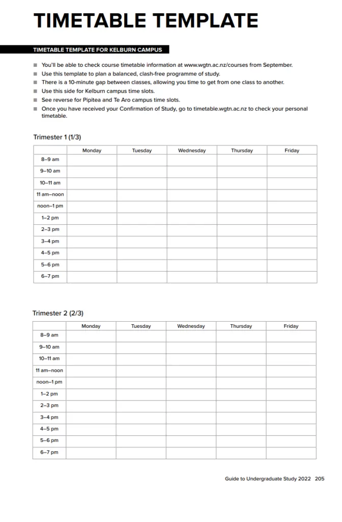 Timetable Template