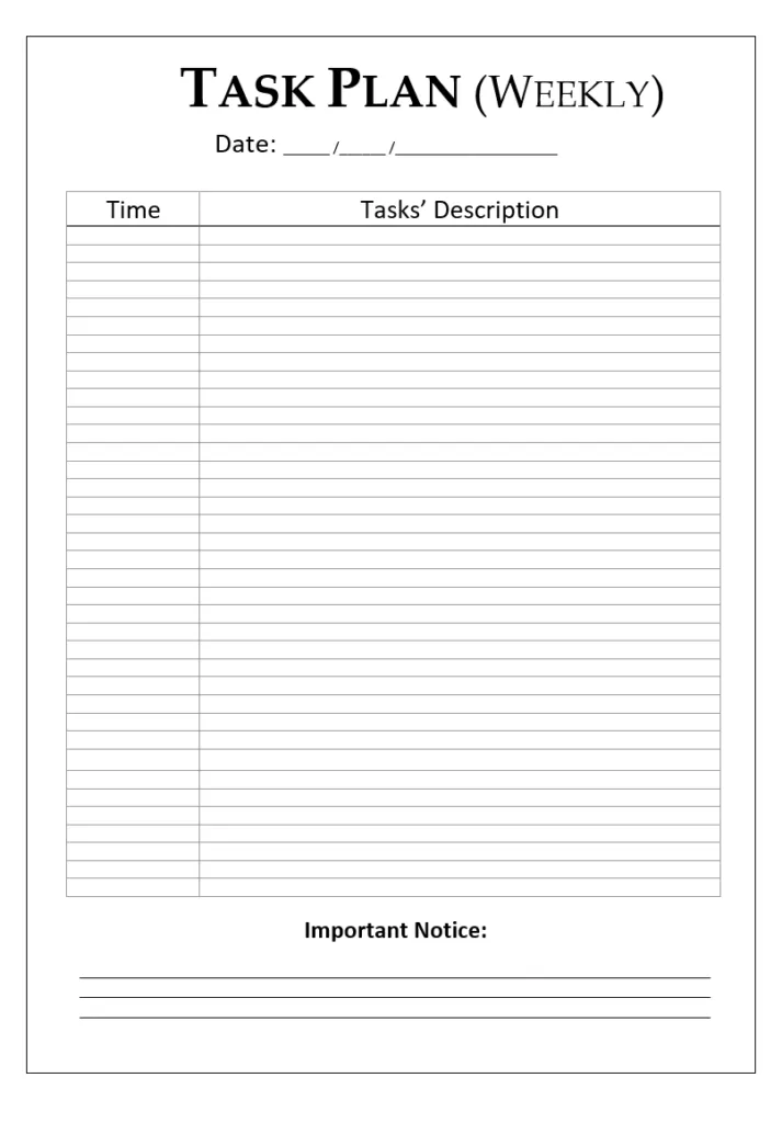 Weekly Plan Template