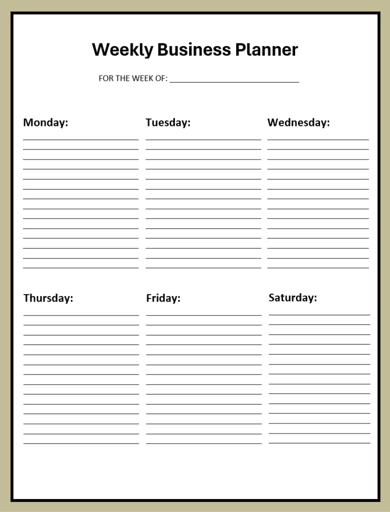 Weekly Planner Format