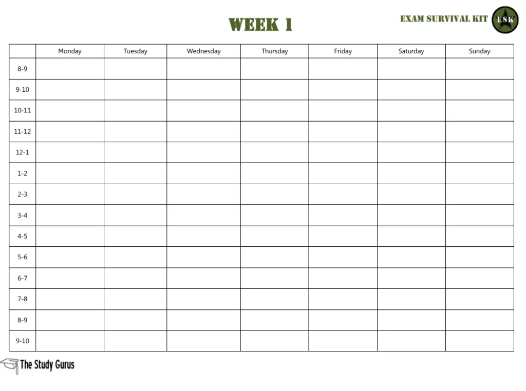 Weekly Timetable Template