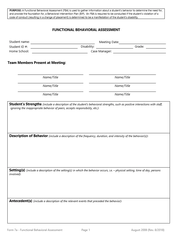 How to prepare a Functional Behavior Assessment? | Free Word & Excel ...